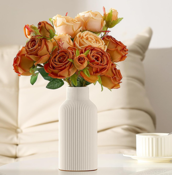 White Ceramic Vase – Minimalist Decor For Dried Flowers